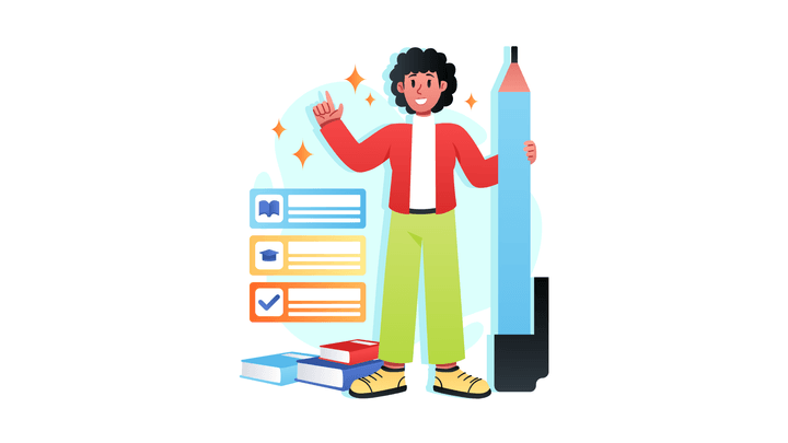 Illustration of an academic admin using a checklist to asses student employability