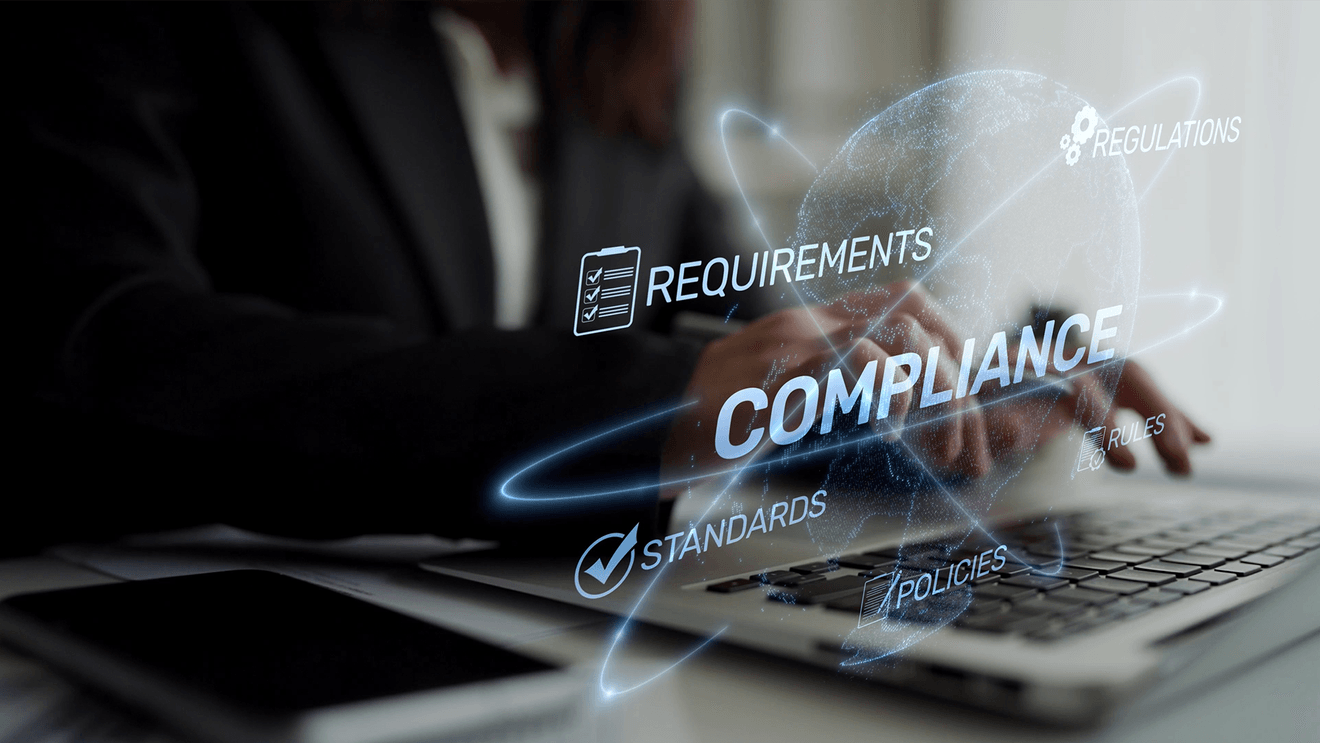 A set of hands typing on a laptop with words representing yearly CPE planning floating over them